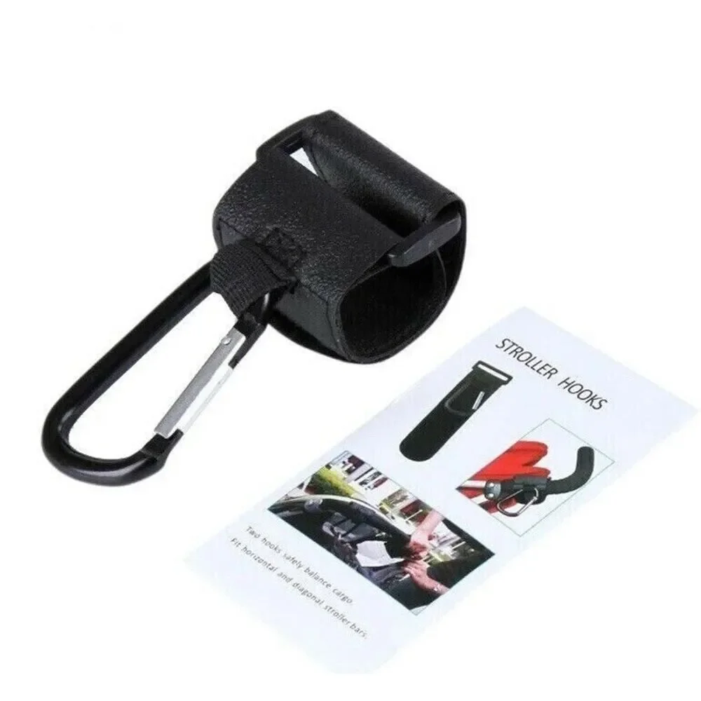 Universal Stroller NEW Carabiner Bag Hook Holder Adjustable Faux Leather Strap